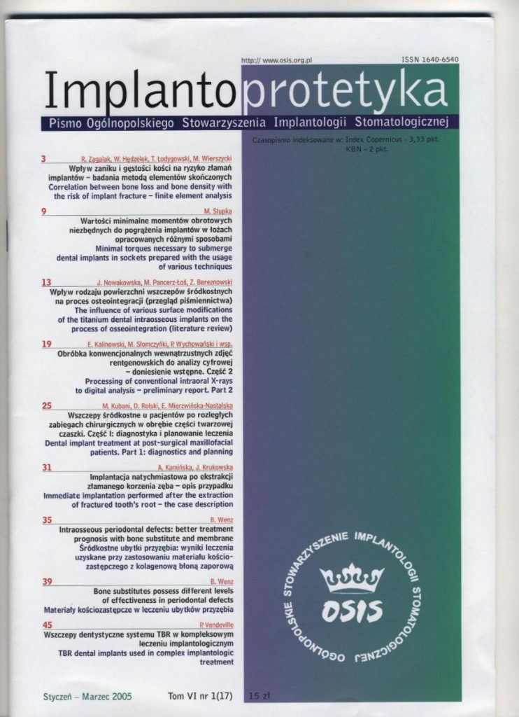 Implantoprotetyka 2005